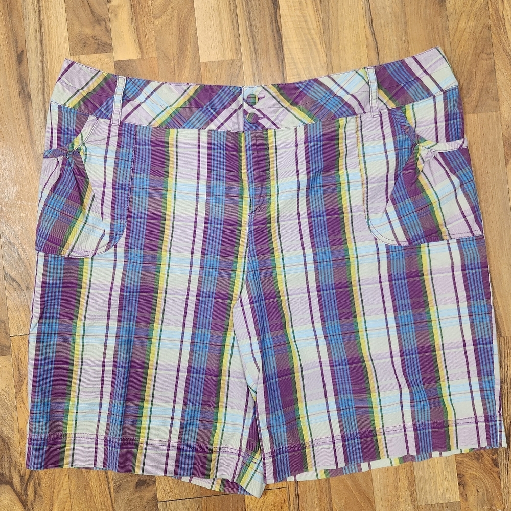 Lane Bryant plus size 28 women purple plaid Bermuda shorts